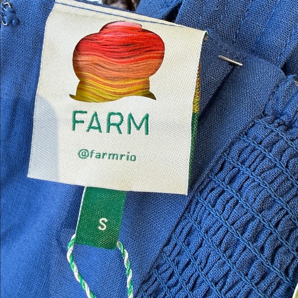 Farm Rio Blue Linen Blend Jumpsuit Wide Legged Size Small - Picture 5 of 6